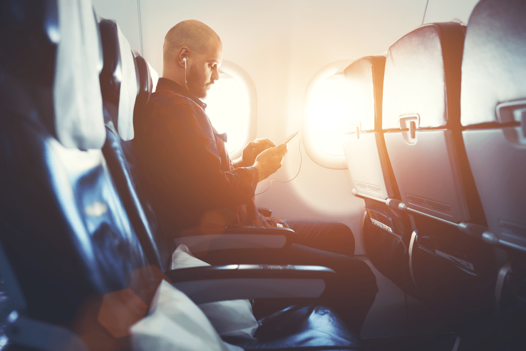 Man sitting on an airplane